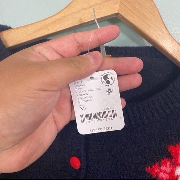 Free People Nonna Knit Cardi Floral Granny Black Red XS Sweater Cardigan - Picture 4 of 7